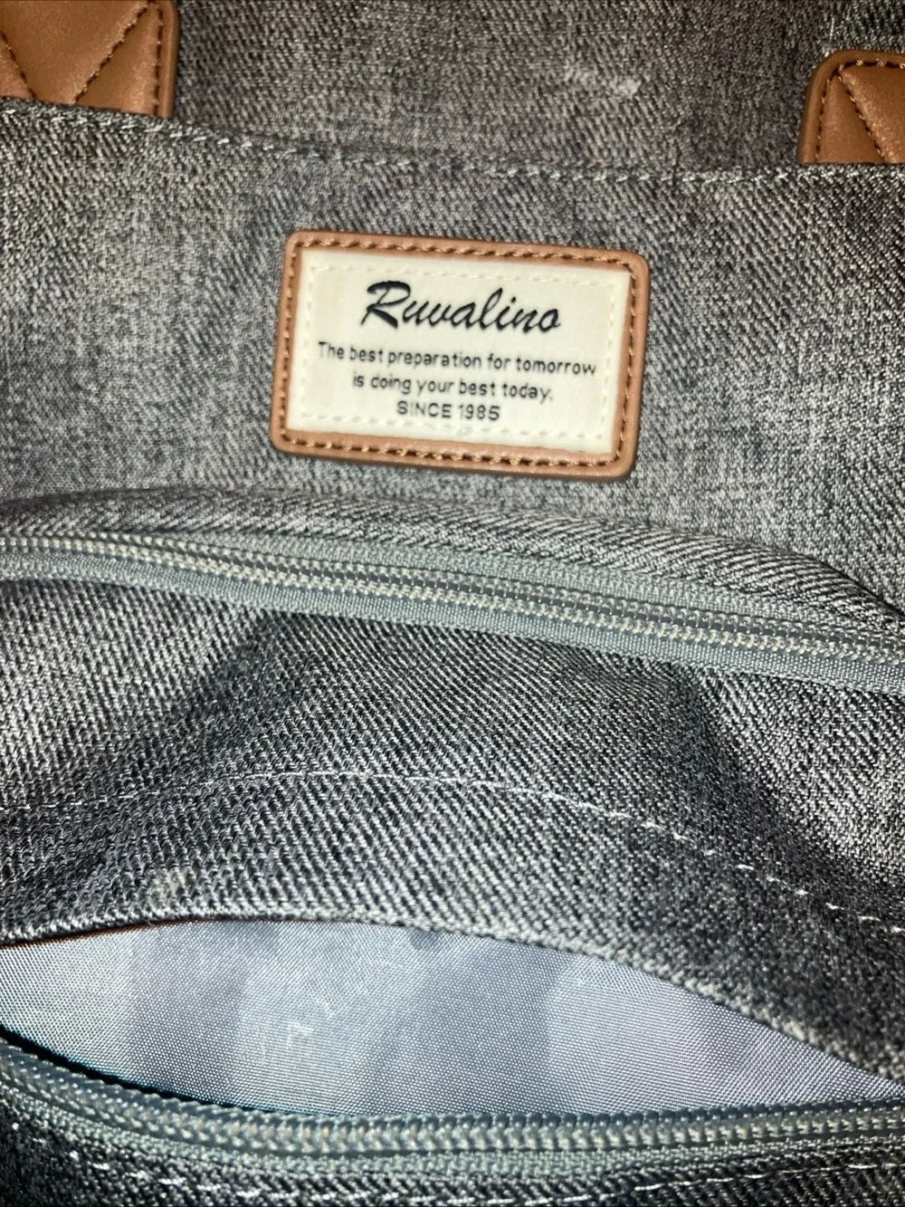 Rivalino canvas back pack nwot , 5 zip pockets , adult medium size,gray